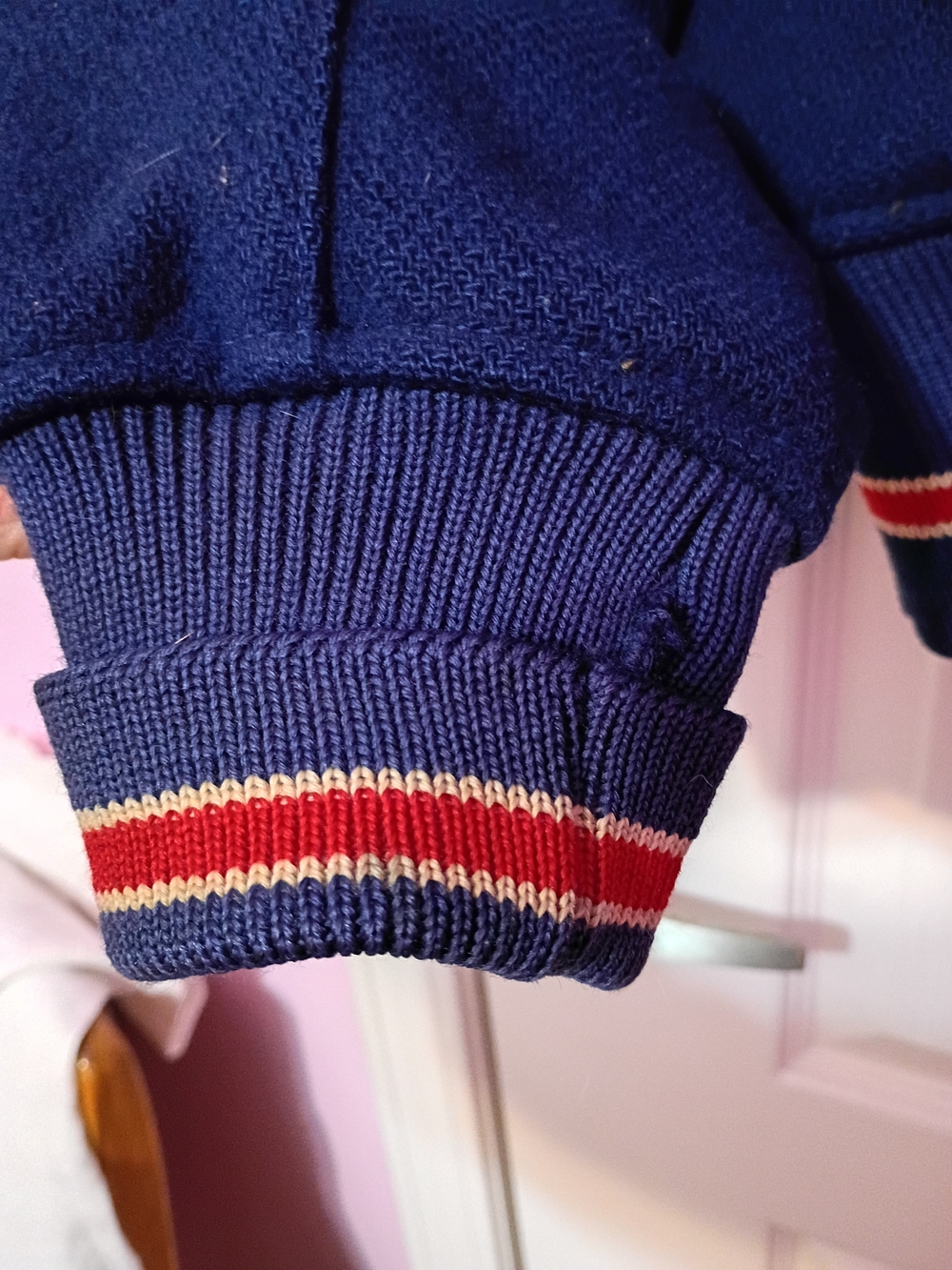 Vintage 50's Men’s Navy & Red Varsity Bomber Jacket - Picture 5 of 11